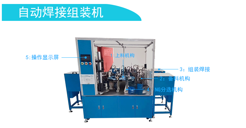 　　自动焊接组装机将上料、焊接、组装、扣上橡胶环等十二路工序进行全自动工作，显示屏操作简易解放双手，高效节约功夫成本，机械选取超声波焊接职能，智能检测遗漏产品和不良产品的分选；抵匾浼选用驰名品牌，机械安全耐用，运行不变靠得住。  　　产品具体:  　　型号:GST-YYG201A  　　电压:220VAC  　　功率:2000W  　　产能:600/H  　　尺寸:280*250*220CM  　　沉量:1000KG  　　配件:信捷  　　电压频率:50Hz±2%  　　PLC:三凌  　　显示器：威伦通  　　变频器:汇川  　　振盘：创优  　　CCD视觉:基恩